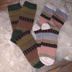 2 Pair wool blend NORDIC SOCKS/L/NEW
